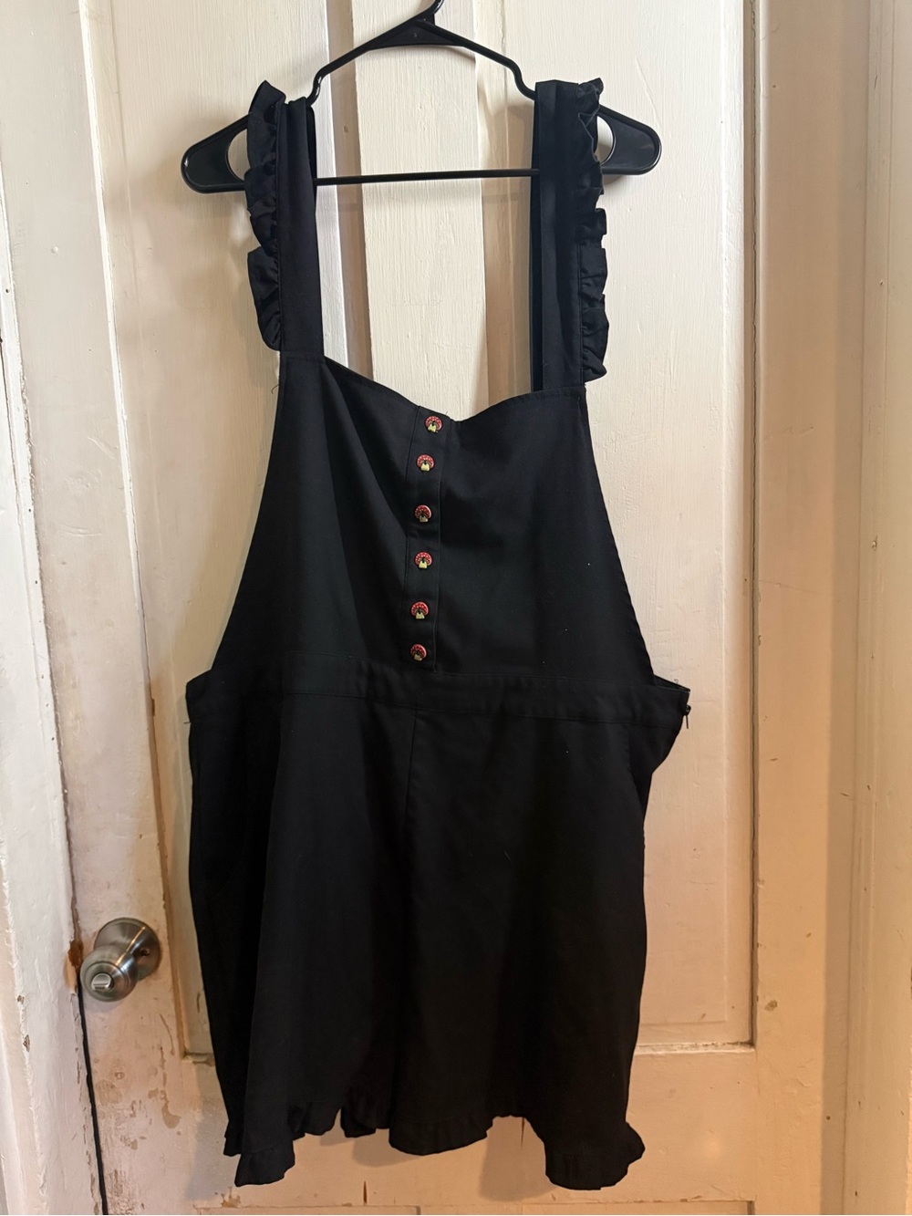 Hot Topic Black Ruffle-Strap Overalls